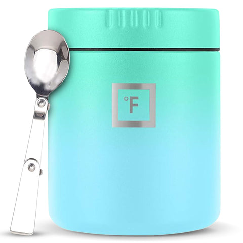 IRON °FLASK Food Jar Sky front view for on-the-go hot meals.