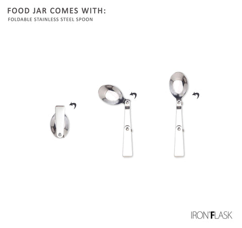 IRON °FLASK Food Jar Sky laser-engraved logo enhances quality and durability.