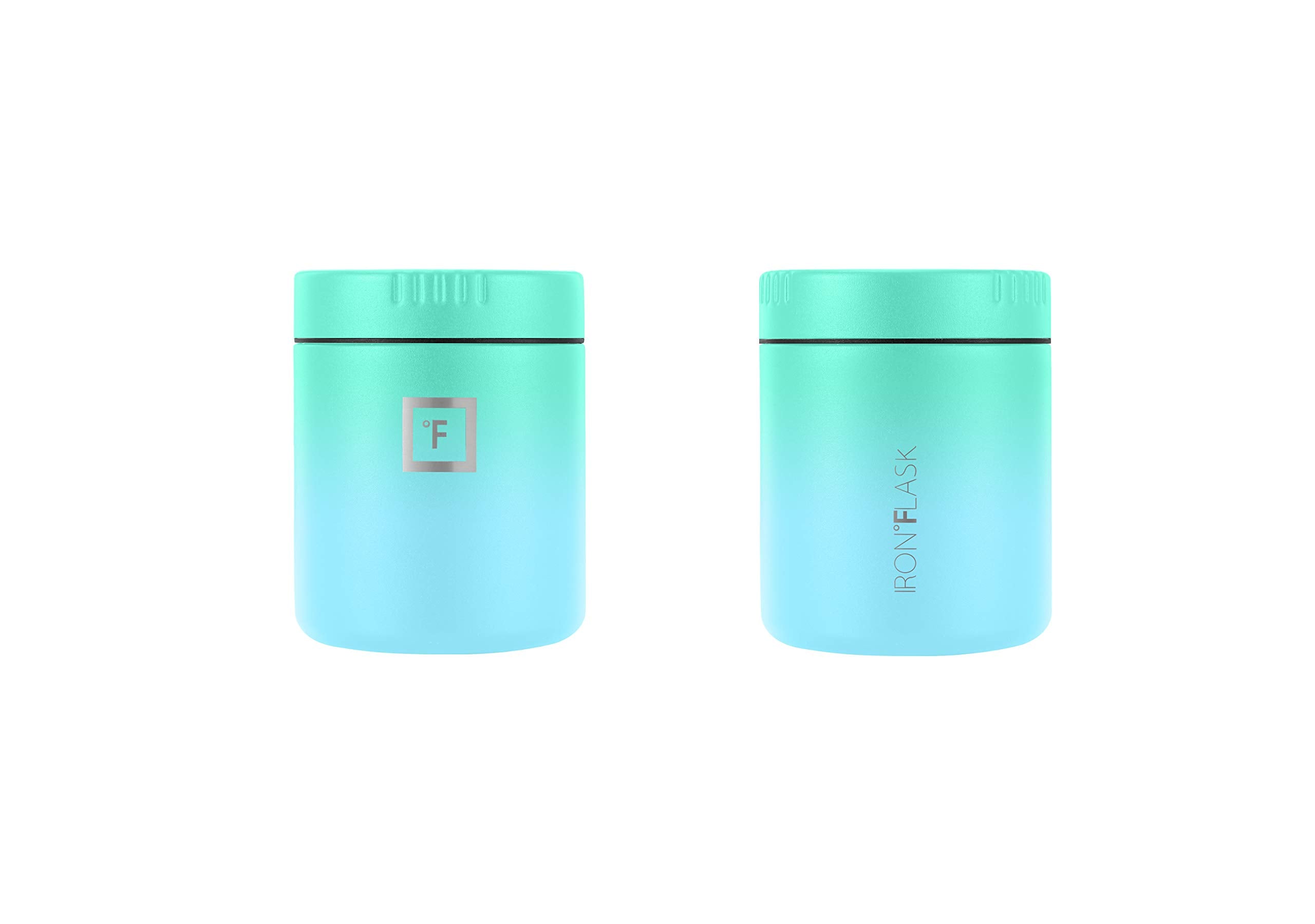 IRON °FLASK Food Jar Sky with foldable spoon, convenient for meals on the move.