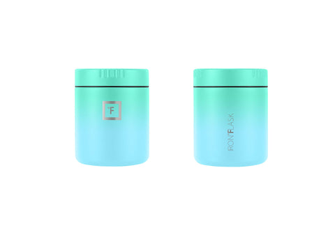 IRON °FLASK Food Jar Sky with foldable spoon, convenient for meals on the move.