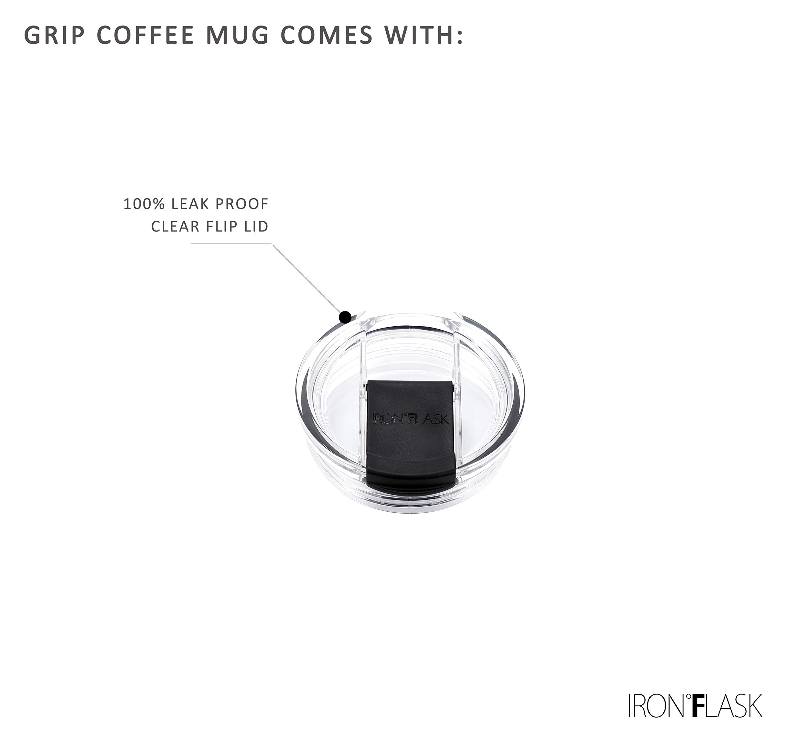 IRON °FLASK Grip mug 24-ounce capacity ideal for long commutes and adventures.