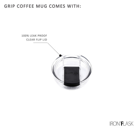 IRON °FLASK Grip mug 24-ounce capacity ideal for long commutes and adventures.