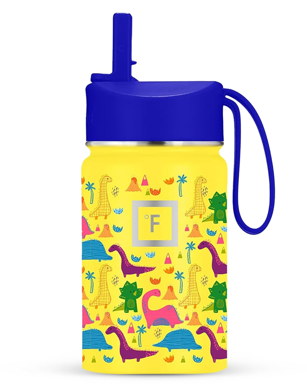 IRON FLASK Kids bottle Dino Mates front view keeps drinks cold for hours