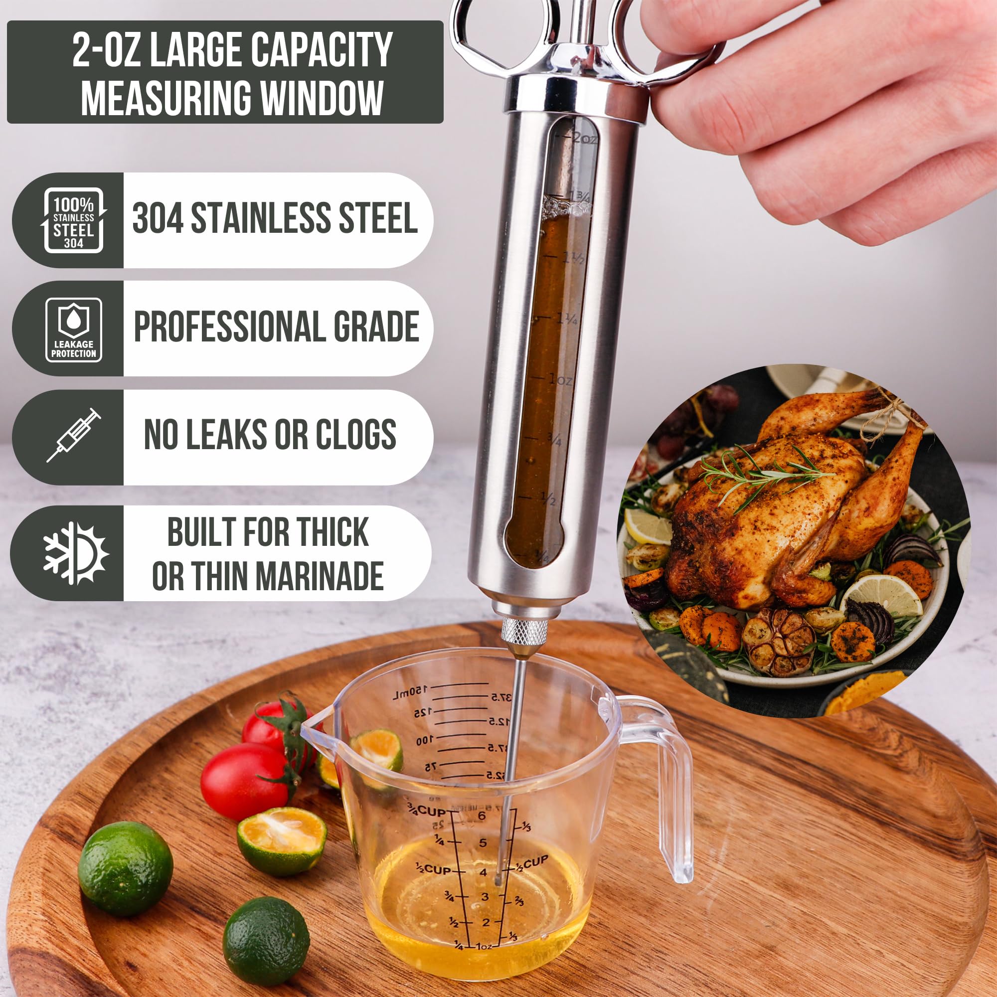 Iron Grillers injector needles (4 pcs) enable thorough flavor infusion.