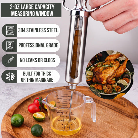 Iron Grillers injector needles (4 pcs) enable thorough flavor infusion.