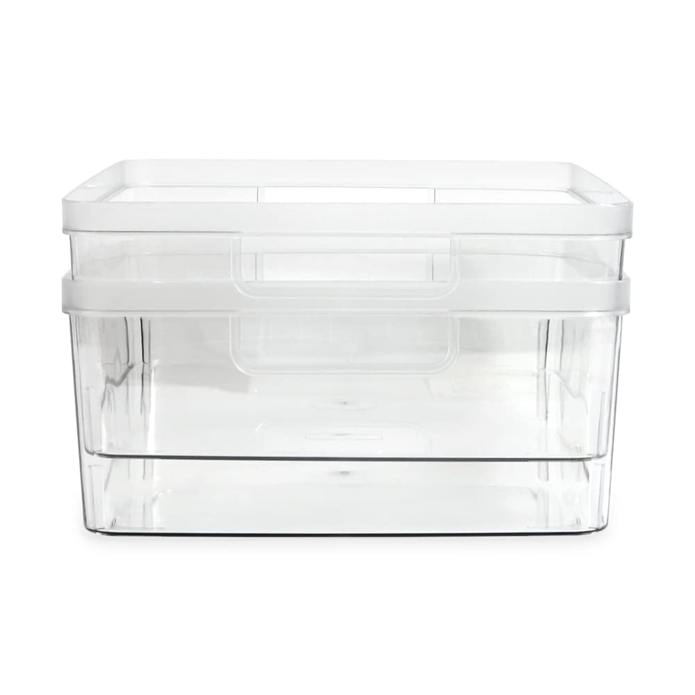 Isaac Jacobs bathroom storage bin for toiletries and grooming items.