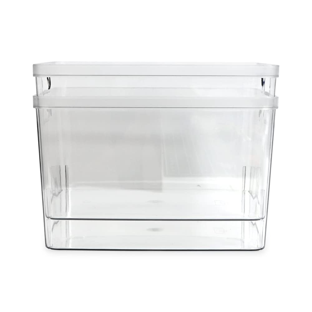 Isaac Jacobs bathroom vanity bin stores toiletries and grooming items.