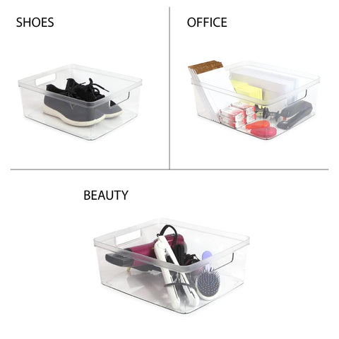 Isaac Jacobs fridge storage bin for separating snacks and condiments.