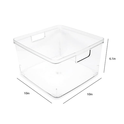 Isaac Jacobs square clear bin maximizes counter space while staying visually lightweight.
