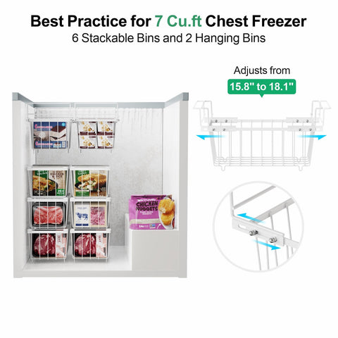 iSPECLE hanging freezer baskets in use for organized storage