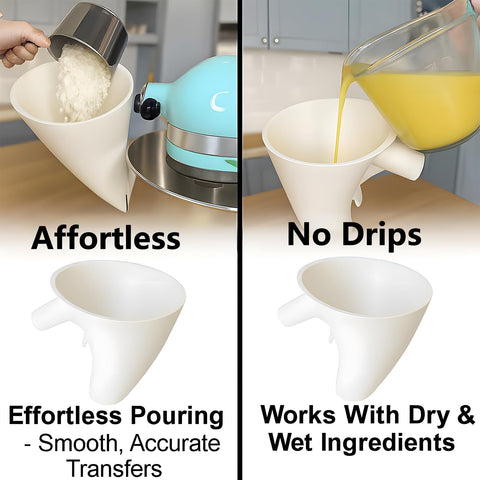Ishenkea flour funnel controls dry ingredient flow for precise pouring.