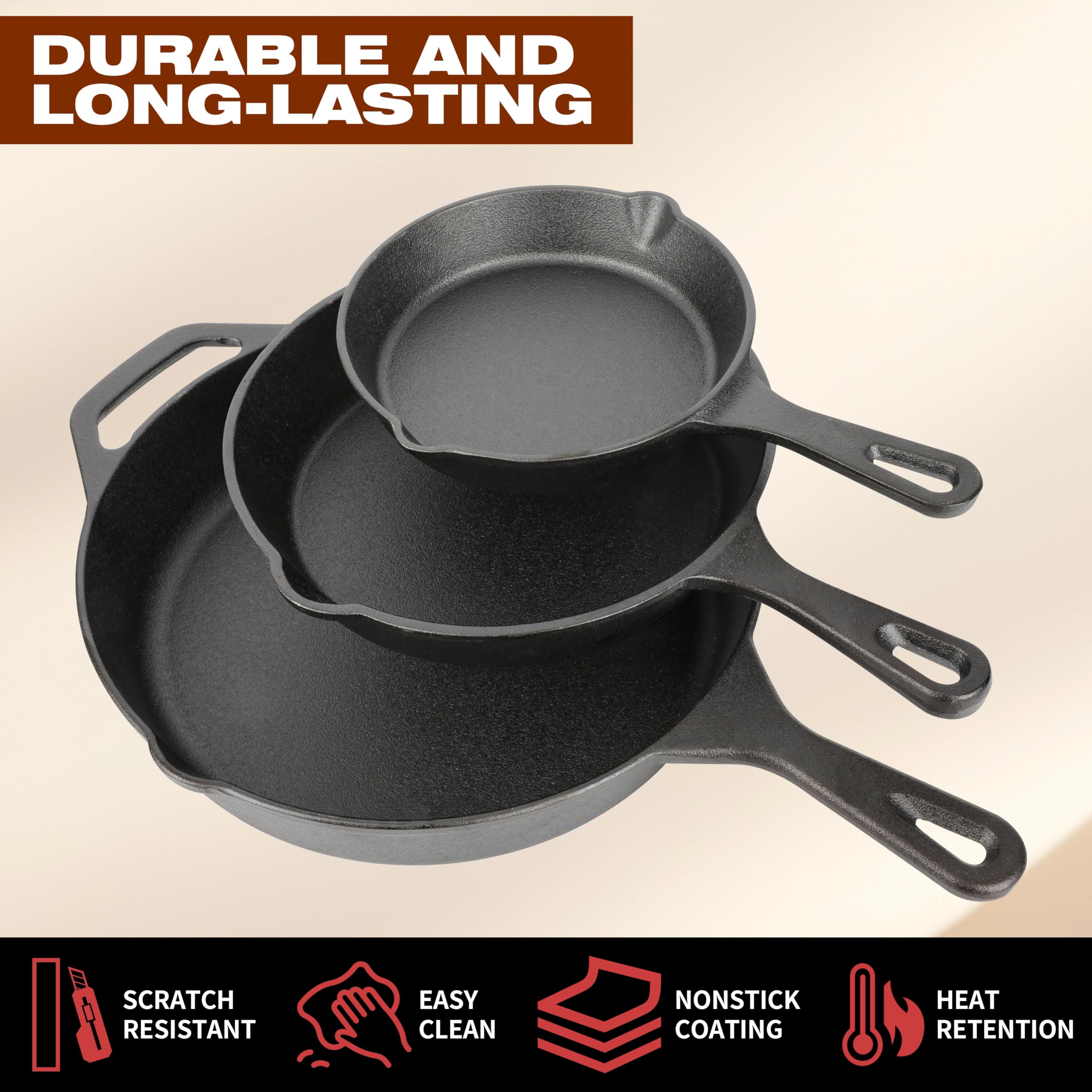 IsheTao 10-inch cast iron skillet for family meals and searing