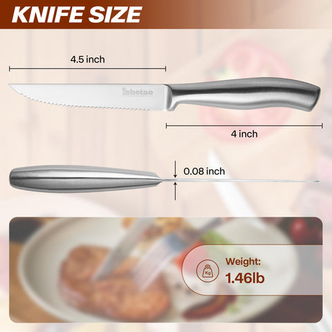 ishtao steak knife 6-set closeup serrated edge enabling effortless cuts