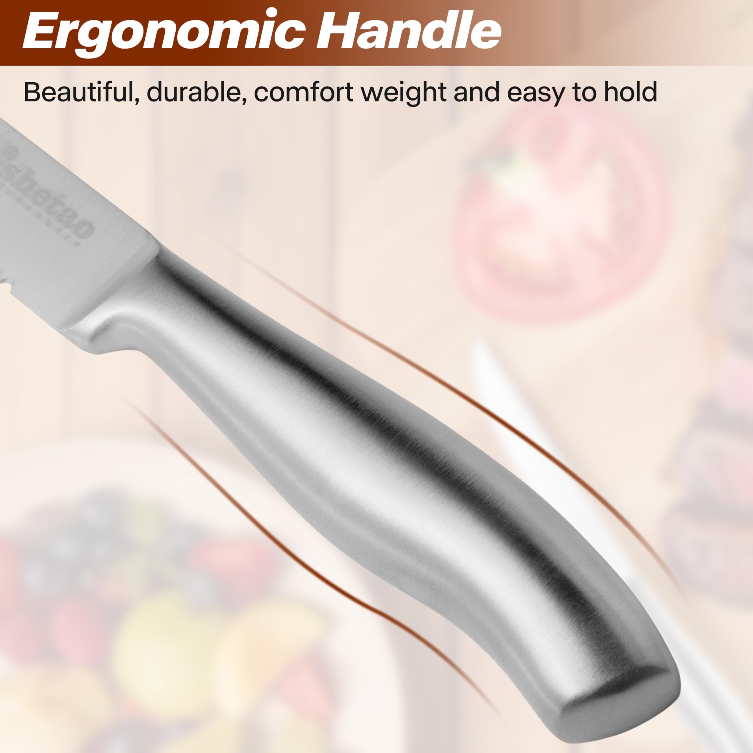 ishtao steak knife 6-set ergonomic handle for comfortable grip