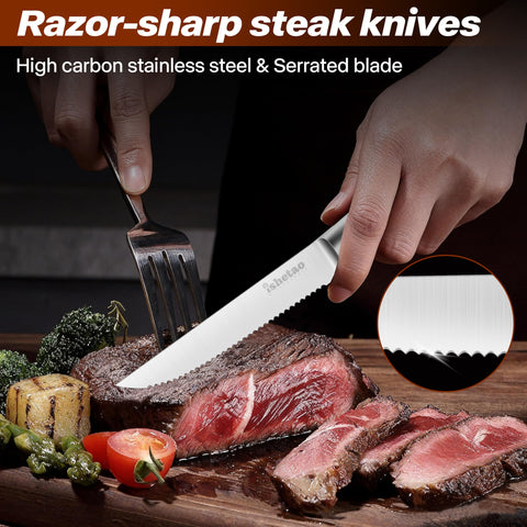 ishtao steak knife 6-set with meat slice scenario for turkey or beef