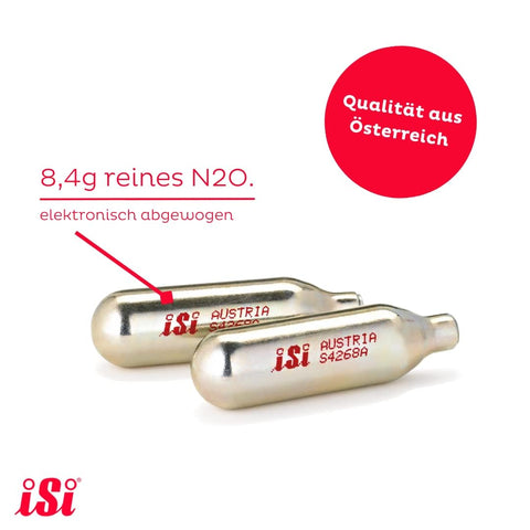 Closeup of gold recyclable CO2 cartridges in steel casing.