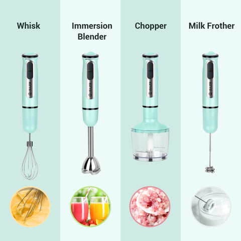 ISILER egg whisk attachment blends batters and sauces smoothly.