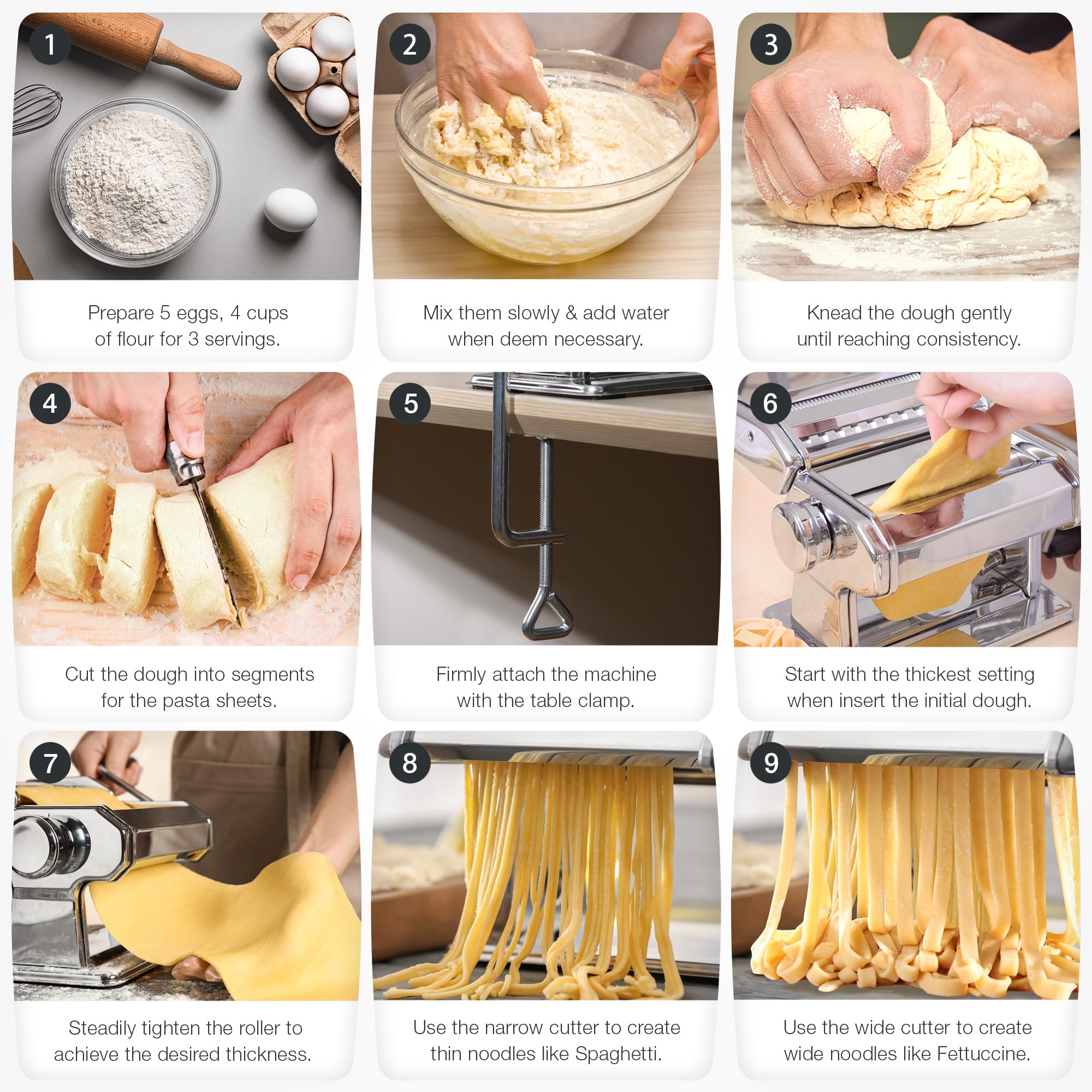 ISILER pasta maker fettuccini-cut produces delicate ribbons for sauces
