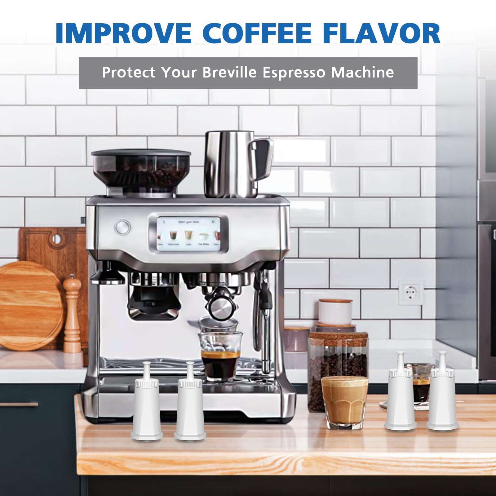 isinlive Improved espresso taste with coconut carbon filtration close-up for Breville filter.