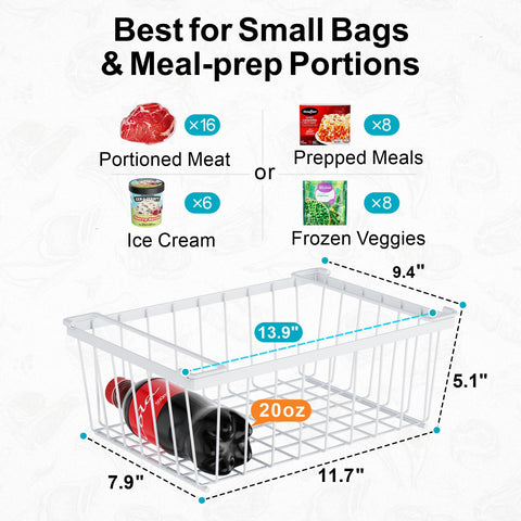 iSPECLE bin supporting up to 33 lbs of heavy items in a deep freezer.