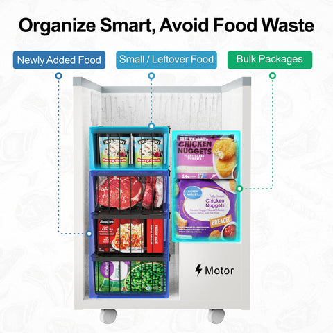 iSPECLE freezer bins make restocking quicker by lifting baskets from the top