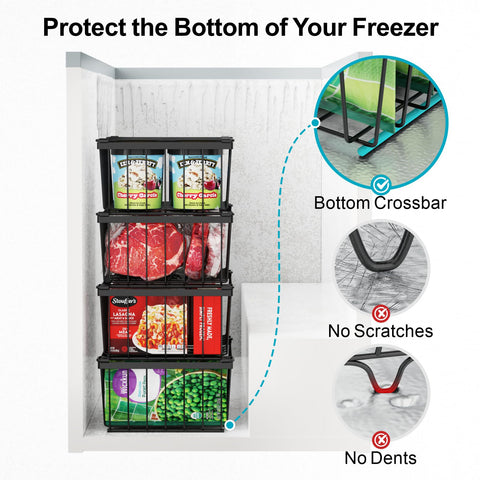 iSPECLE bottom crossbar protects freezer surfaces from scratches during shelving
