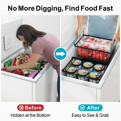 iSPECLE freezer bins with side handle offer easy access to frozen ingredients