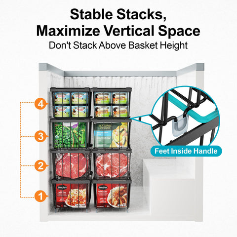 iSPECLE Freezer Organizer Bins 8-pack clear-front design lets you see contents instantly