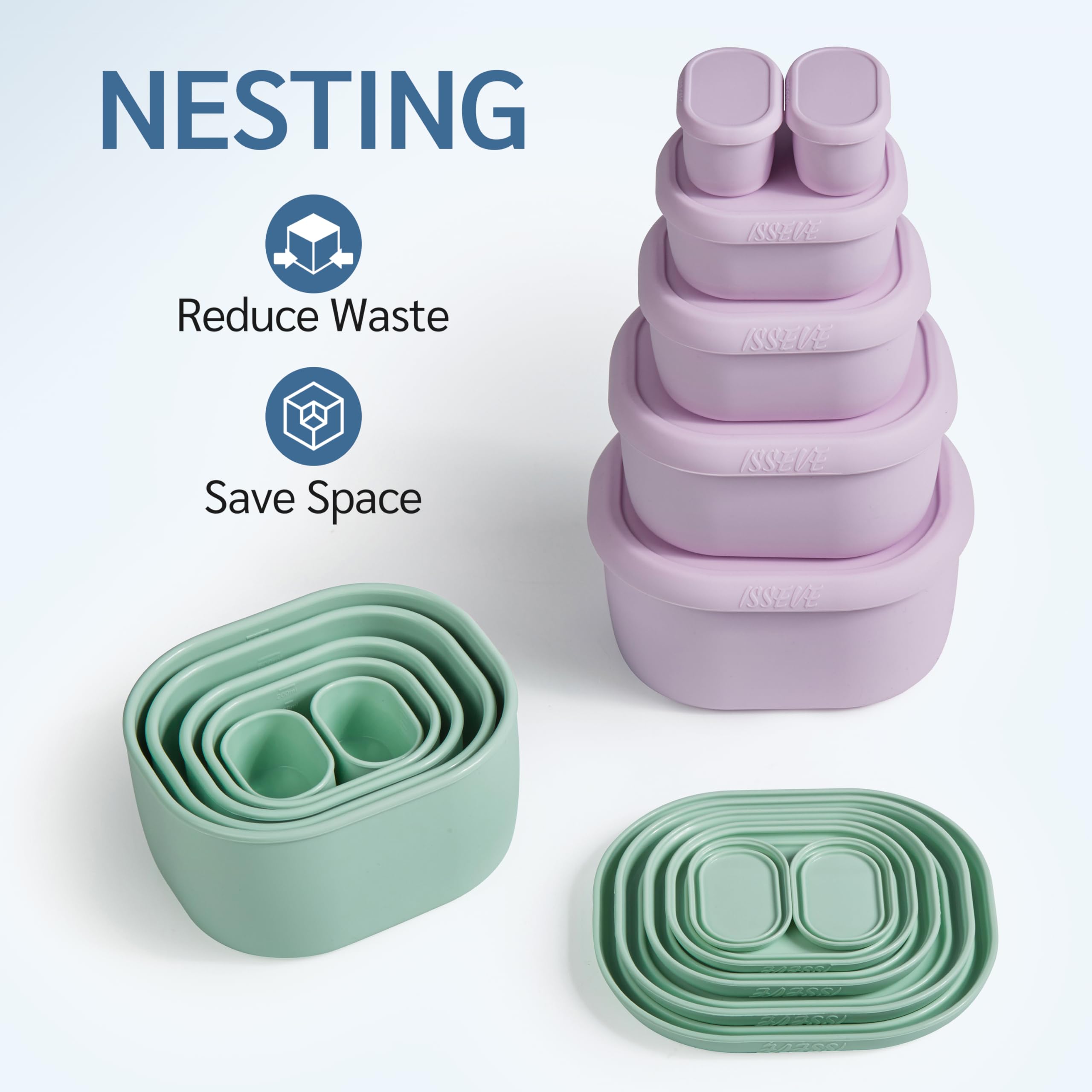 ISSEVE 20-oz green container with lid for compact lunches and snacks