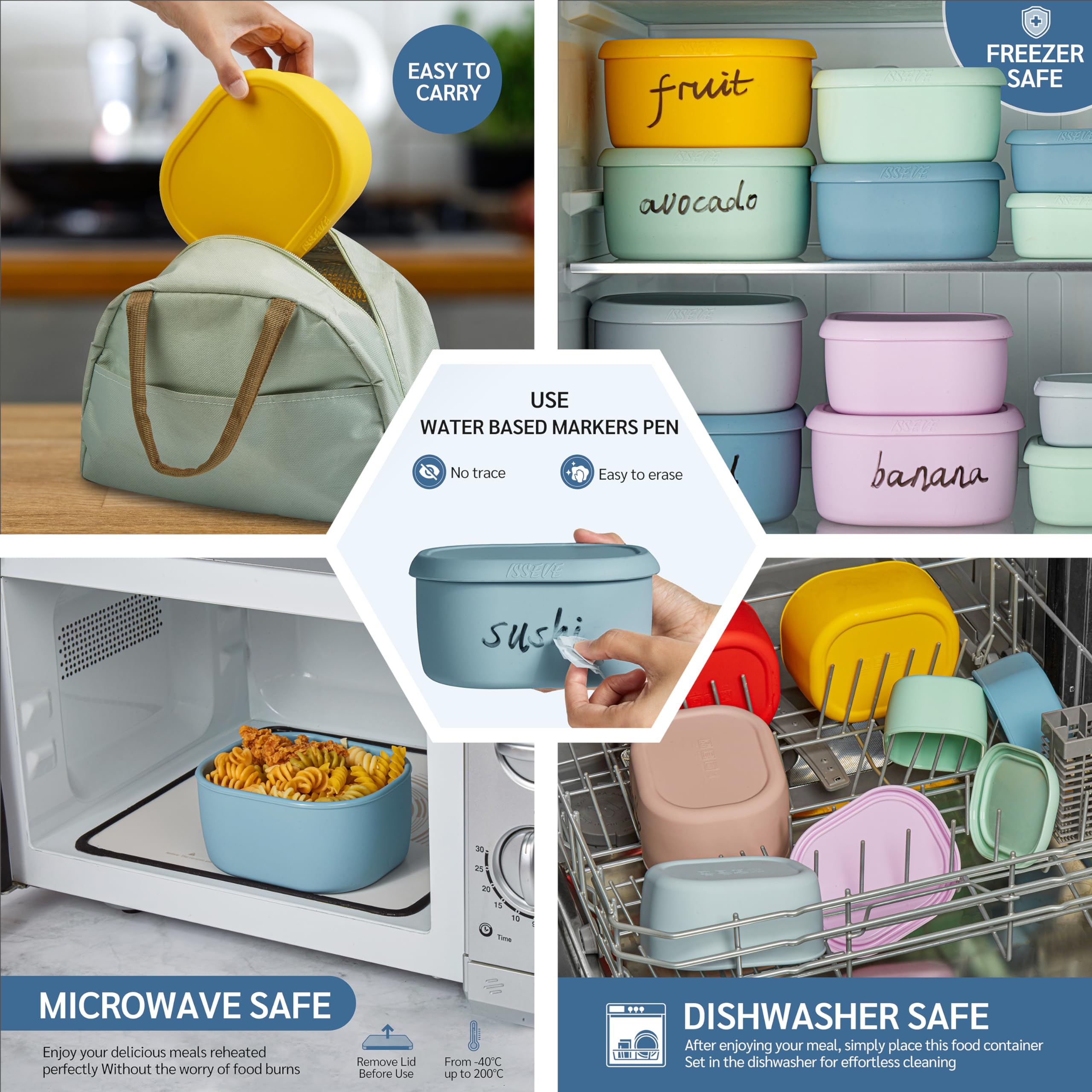 ISSEVE 6.7oz silicone container compact for small portions