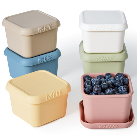 ISSEVE 6oz silicone snack containers with lids for fresh, organized snacks
