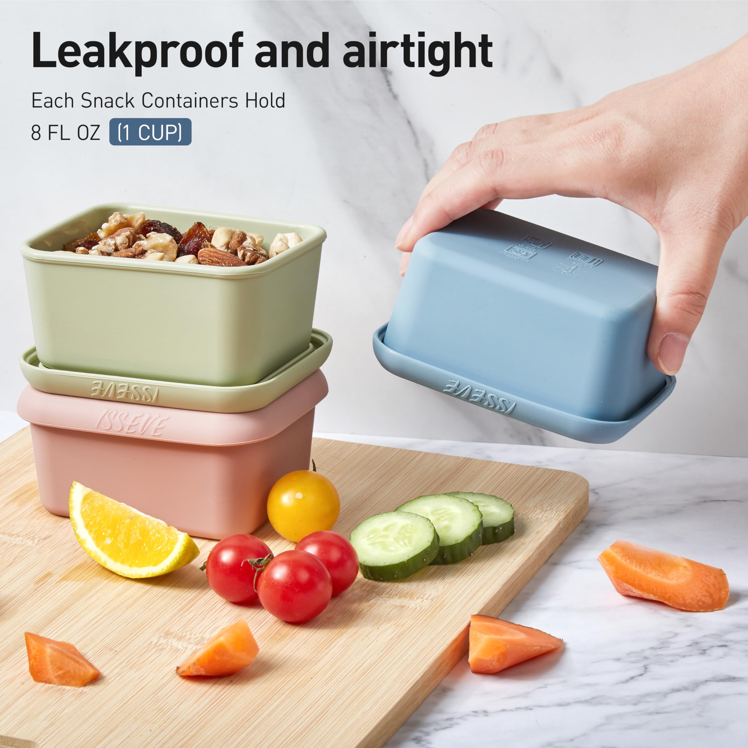 ISSEVE 8oz silicone container airtight seal preserves freshness