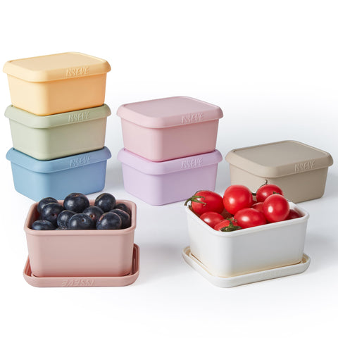 ISSEVE 8oz silicone snack container with lid on for spill-free school lunch