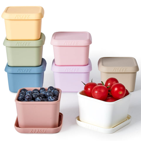 ISSEVE 8-pack 6oz silicone snack containers: compact, portable snack storage.