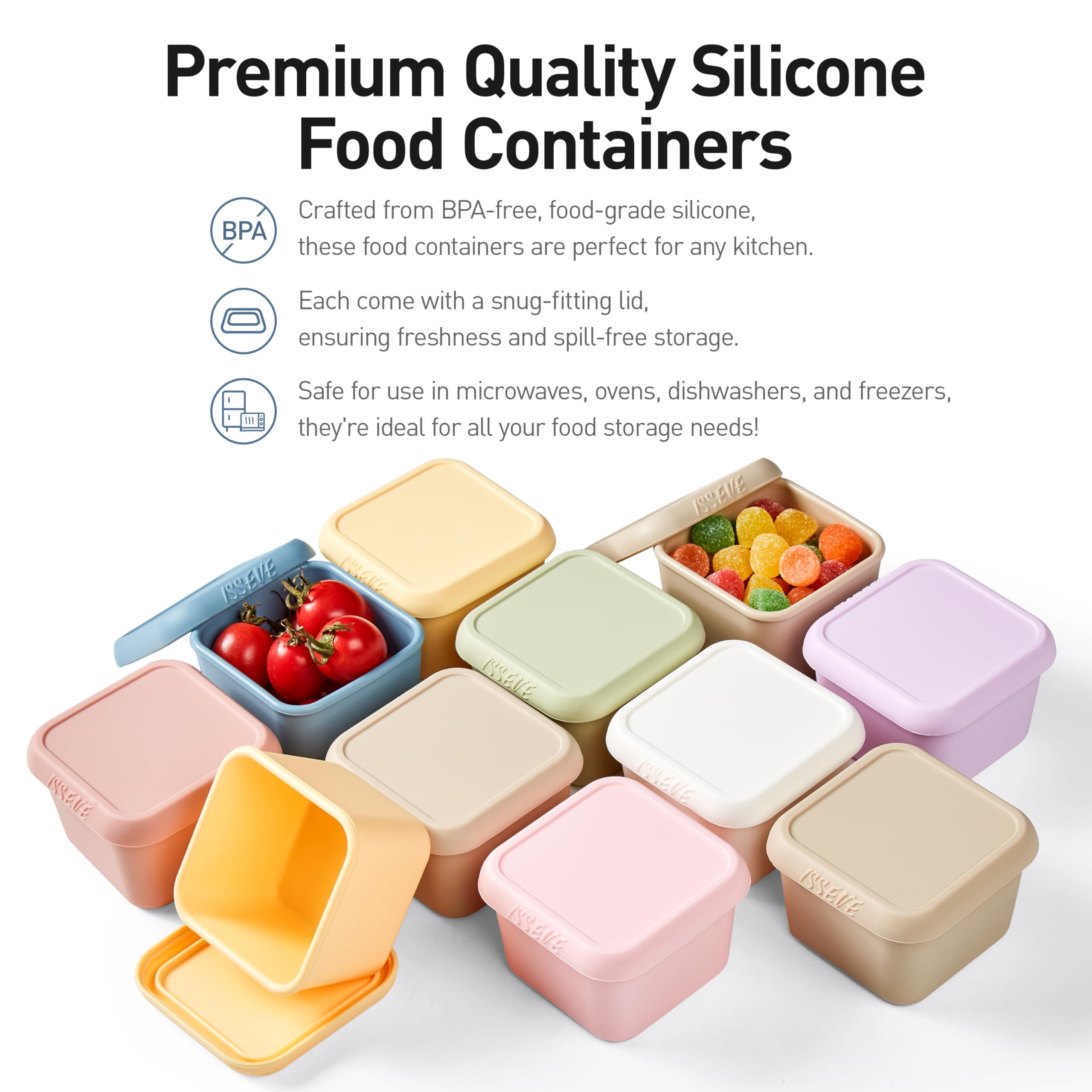 ISSEVE freezer-safe 6oz containers: versatile for frozen snacks.