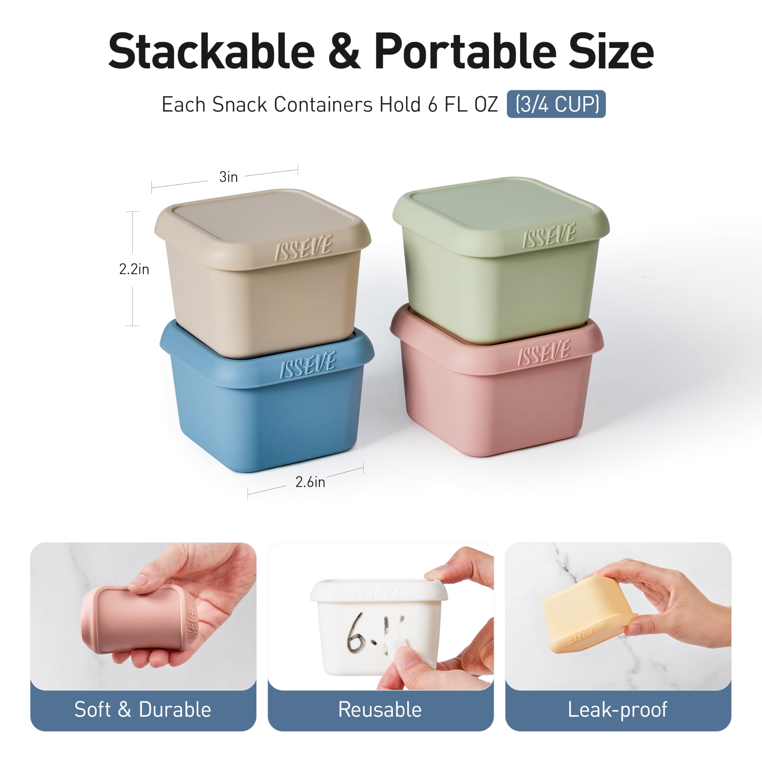 ISSEVE kid lunch box silicone snack containers fit backpacks for daily use.