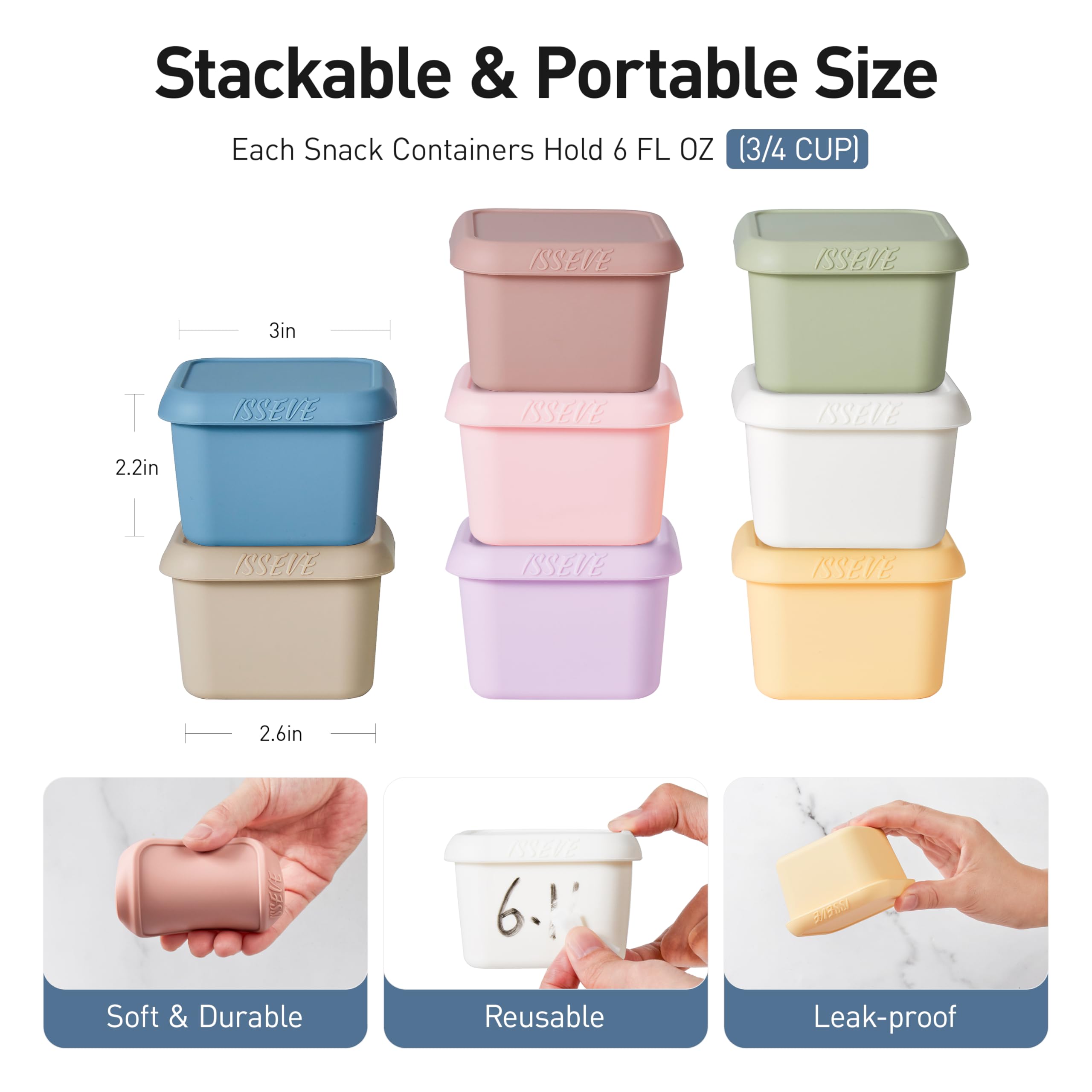 ISSEVE kids snack containers with lids: secure, leak-proof design for bags.