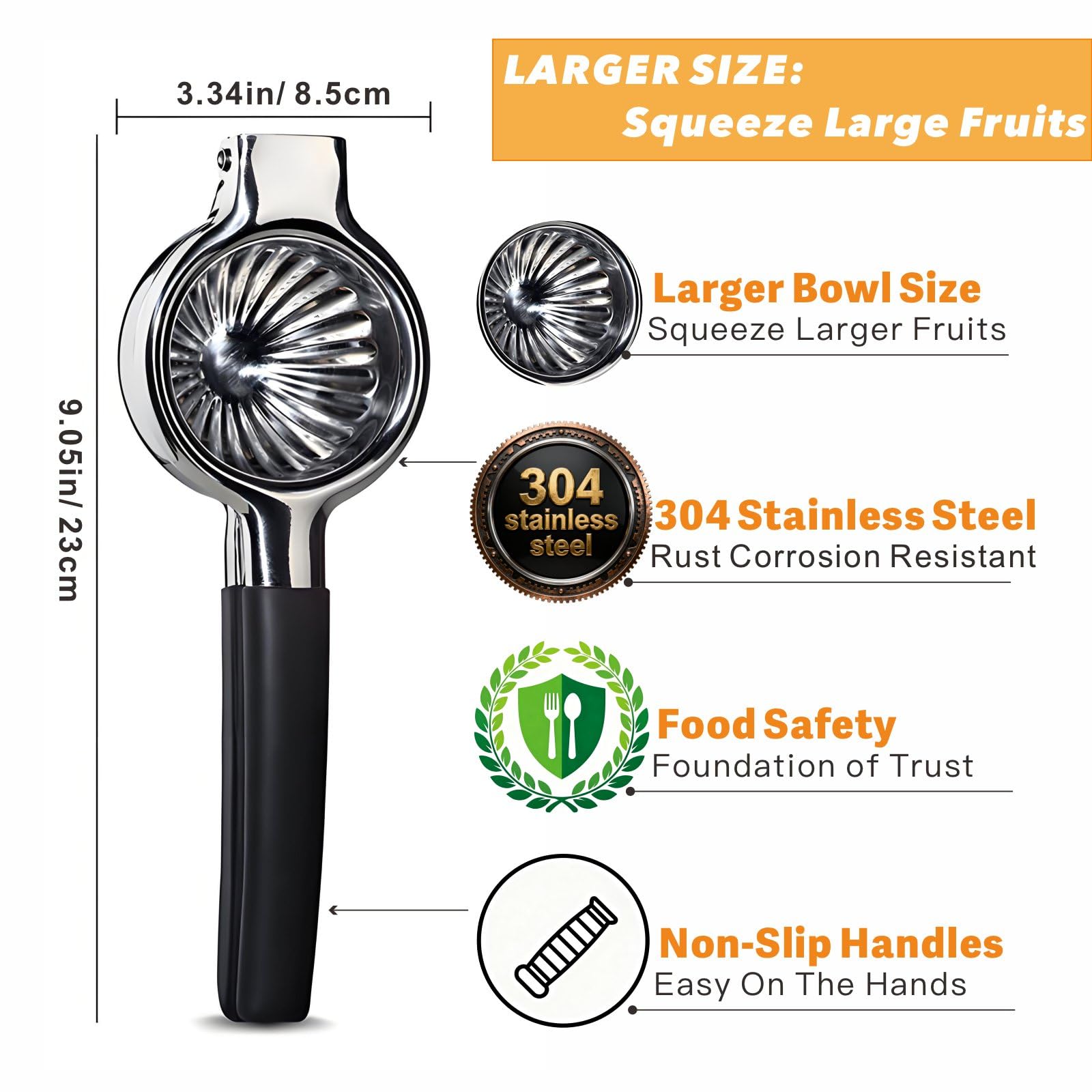 iStarcas 304-grade steel citrus juicer designed for durability and rust resistance