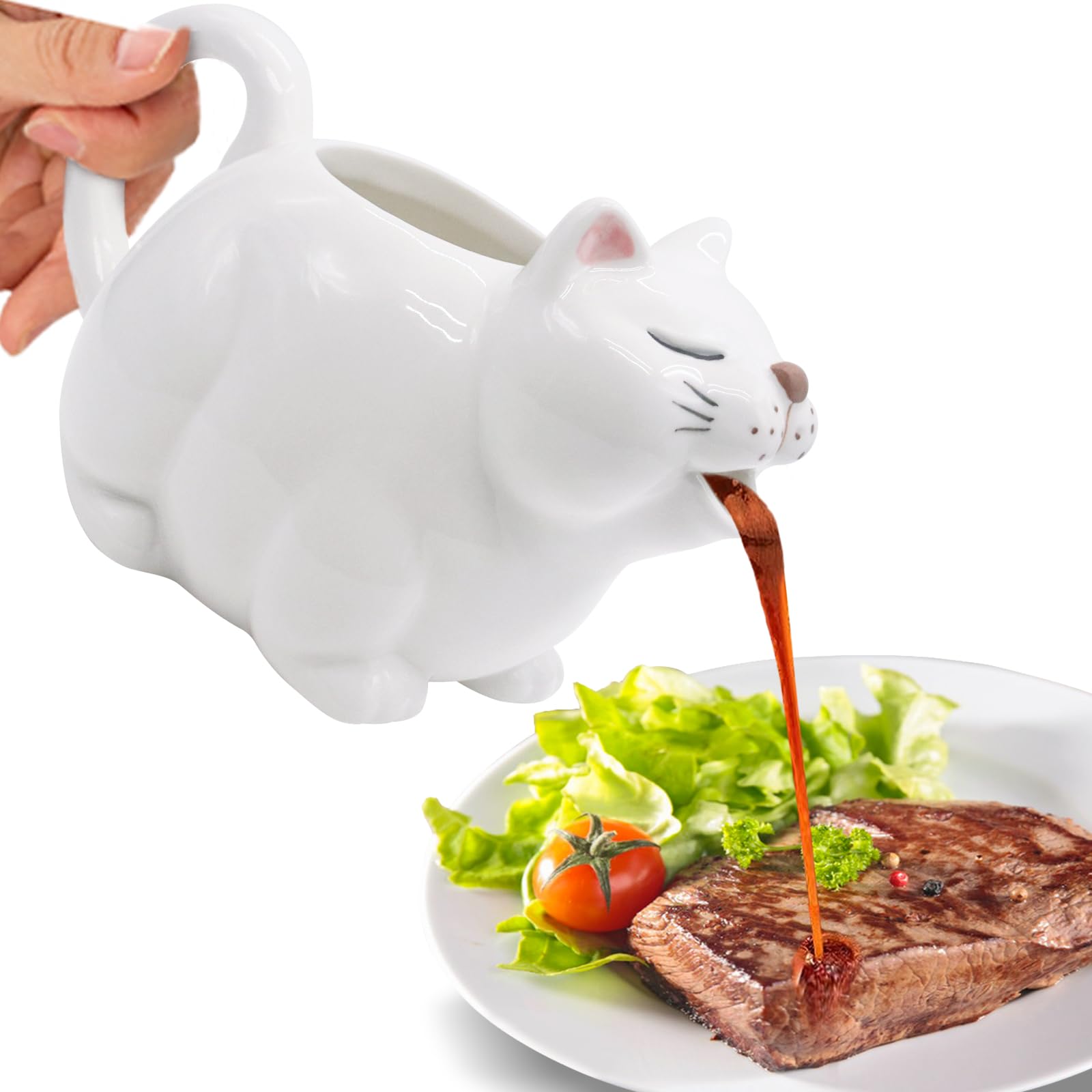 ISTOOLL ceramic gravy boat 700ml shows clean white porcelain for warm sauces.