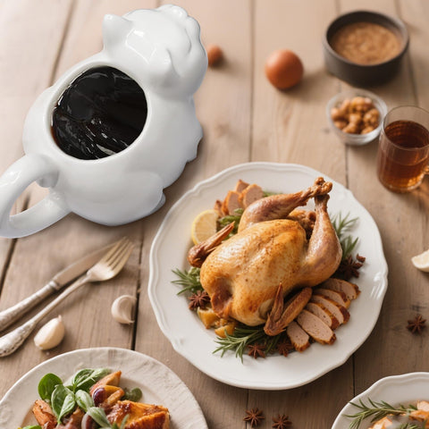 ISTOOLL gravy boat with ergonomic handle for easy, steady pouring.