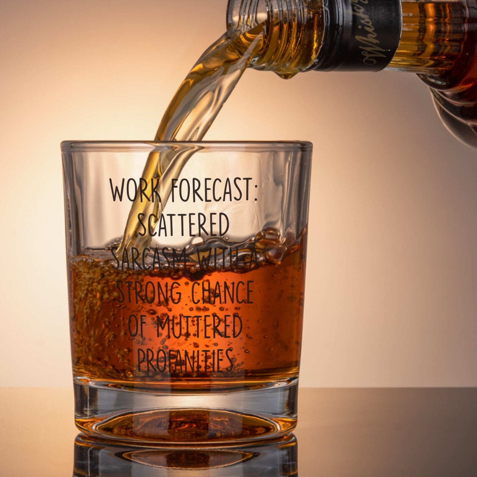 Ithmahco Work Forecast glass on desk, conversation starter during breaks.