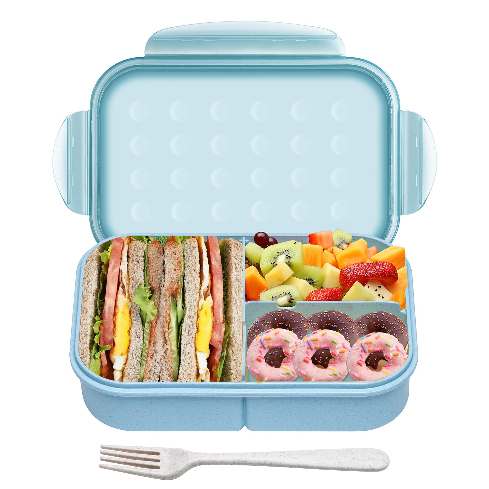 Itopor Wheat Straw Bento Box lid showing secure closure for spill-free meals
