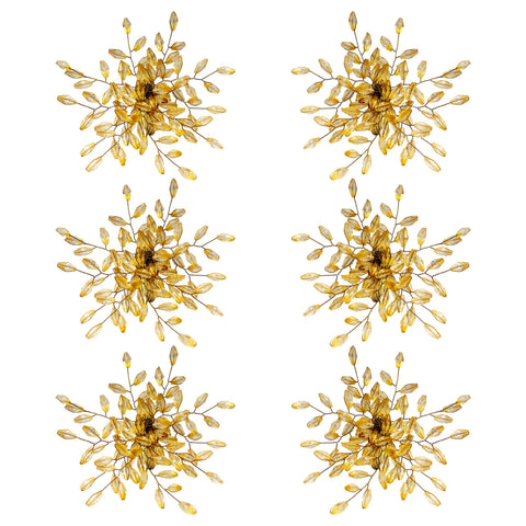 ITOS365 napkin rings leaf-gold-detail showcase nickel-plated metal and acrylic beads for durable sparkle.