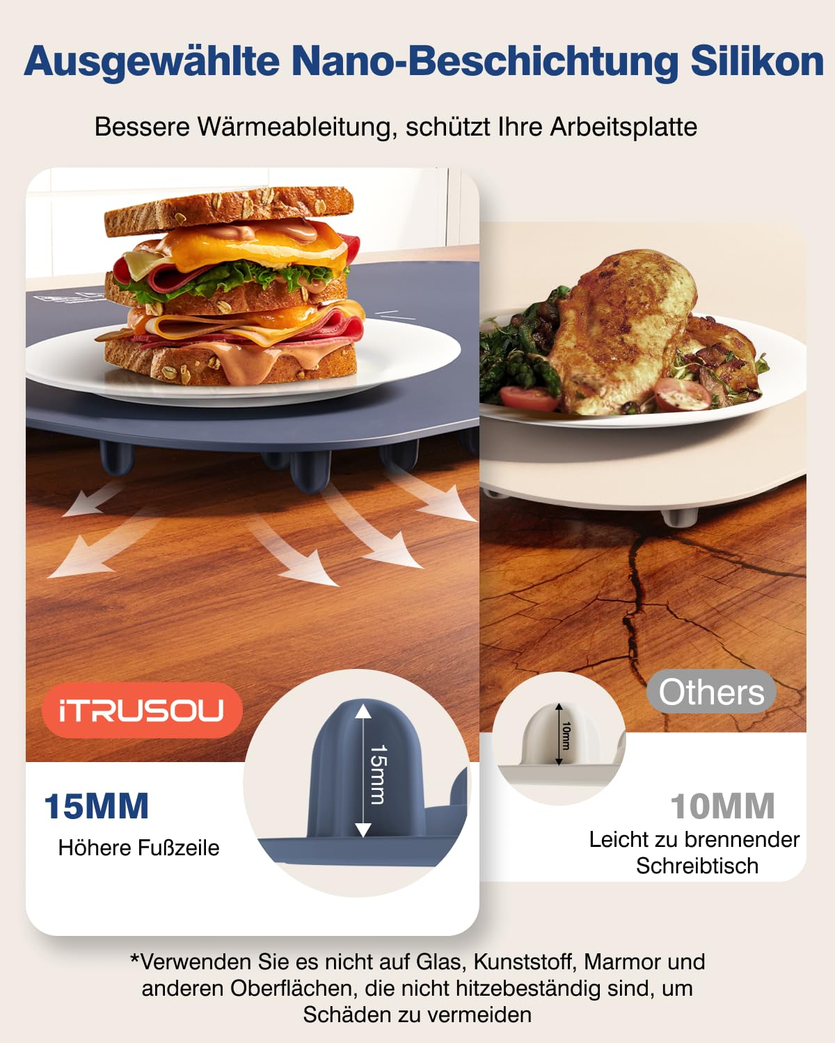 itrusou 27.55 x 15.75 inch warming area fits multiple dishes