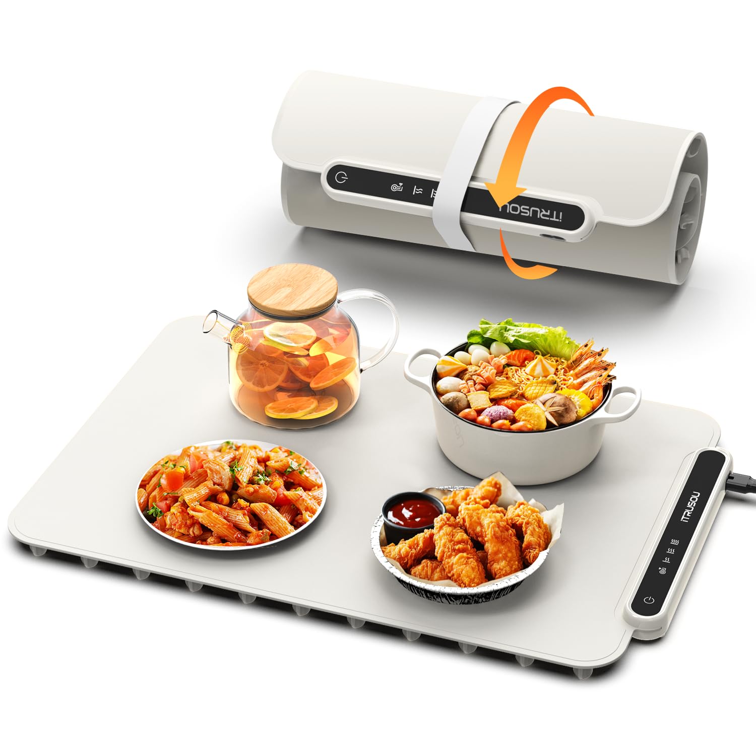 itrusou Food Warming Mat showing full-surface heating for even warmth