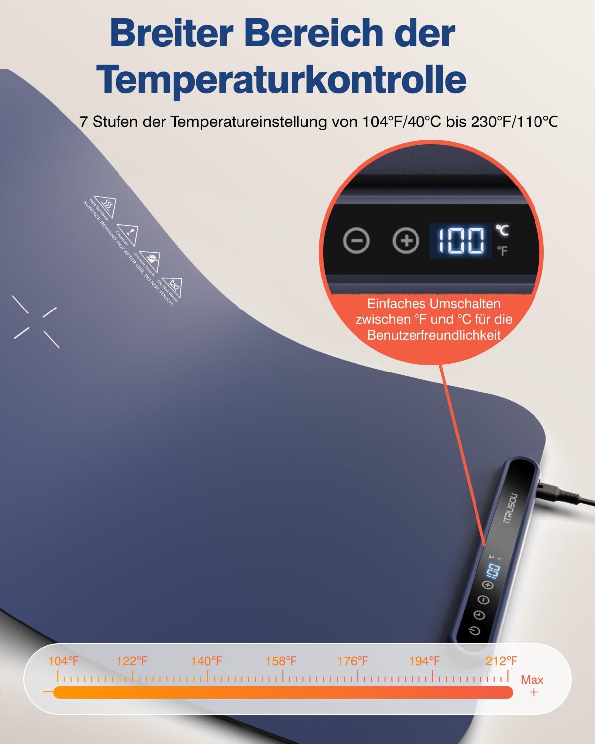 itrusou warming mat timer display ideal for scheduling meals during events