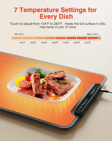 itrusou warming mat control panel enables precise temperature control for diverse dishes
