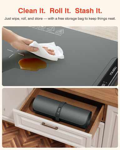 itrusou warming mat compatible with glass, ceramic, and metal dishes