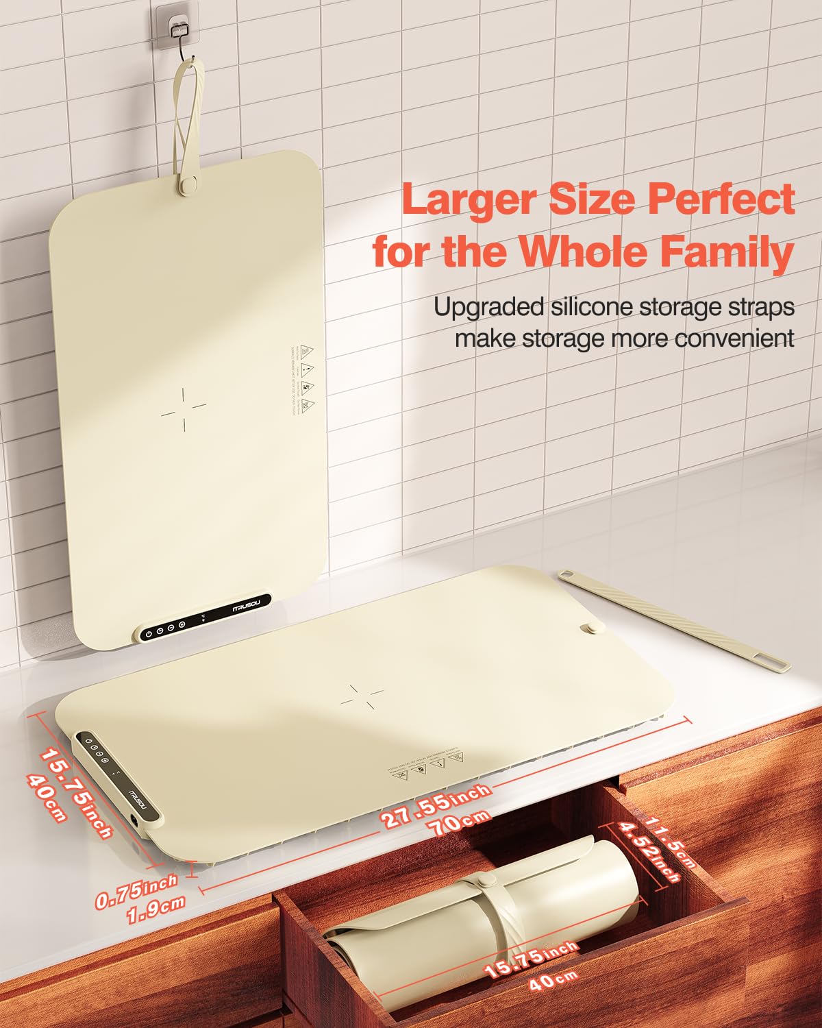 Itrusou warming mat large heat area fits multiple dishes at once.