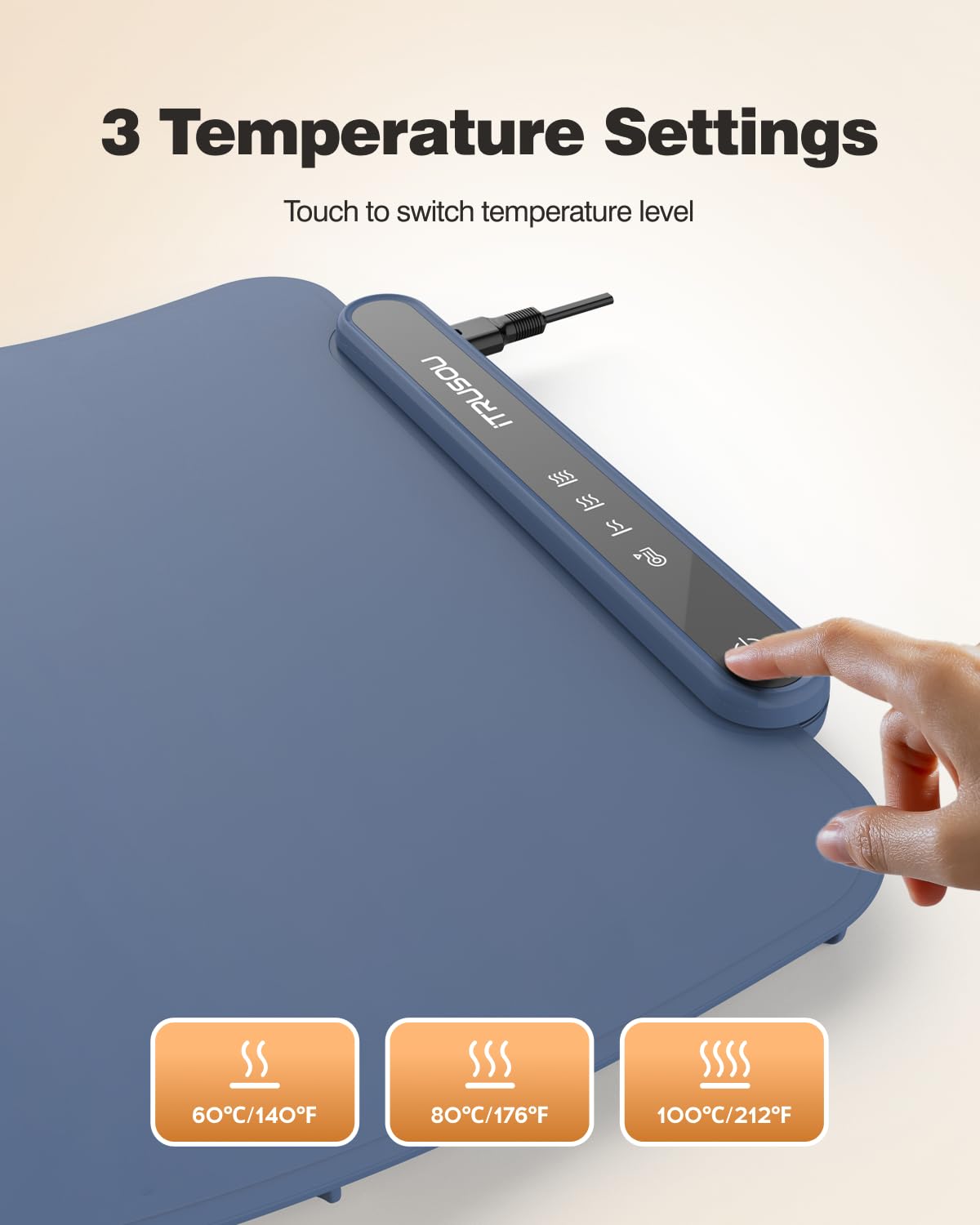 itrusou warming tray with three temperature settings keeps dishes warm